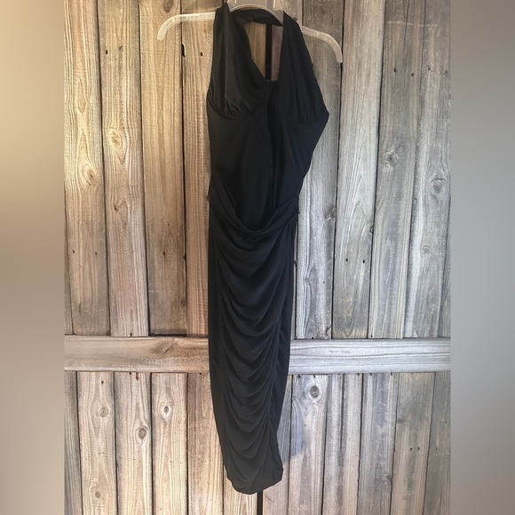 KUTUMAI Women's Elegant One Shoulder Cutout Bodycon Corset Dress Ruched Mesh Par - Picture 2 of 10